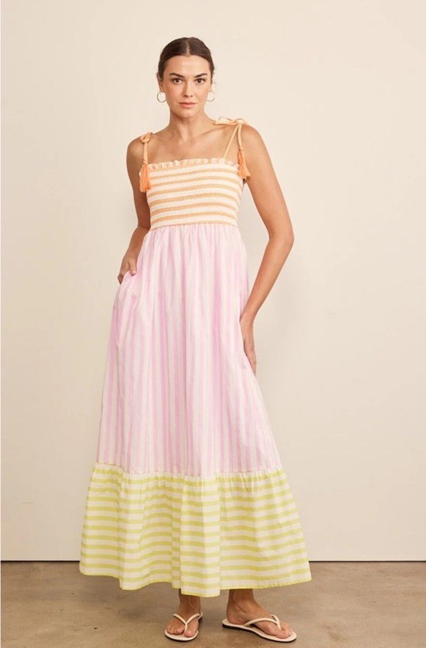 In February The Sherbet Dress Sorbet Splash Smocked Maxi Dress SZ S